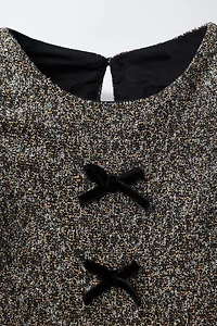 SPARKLY VELVET BOW DRESS