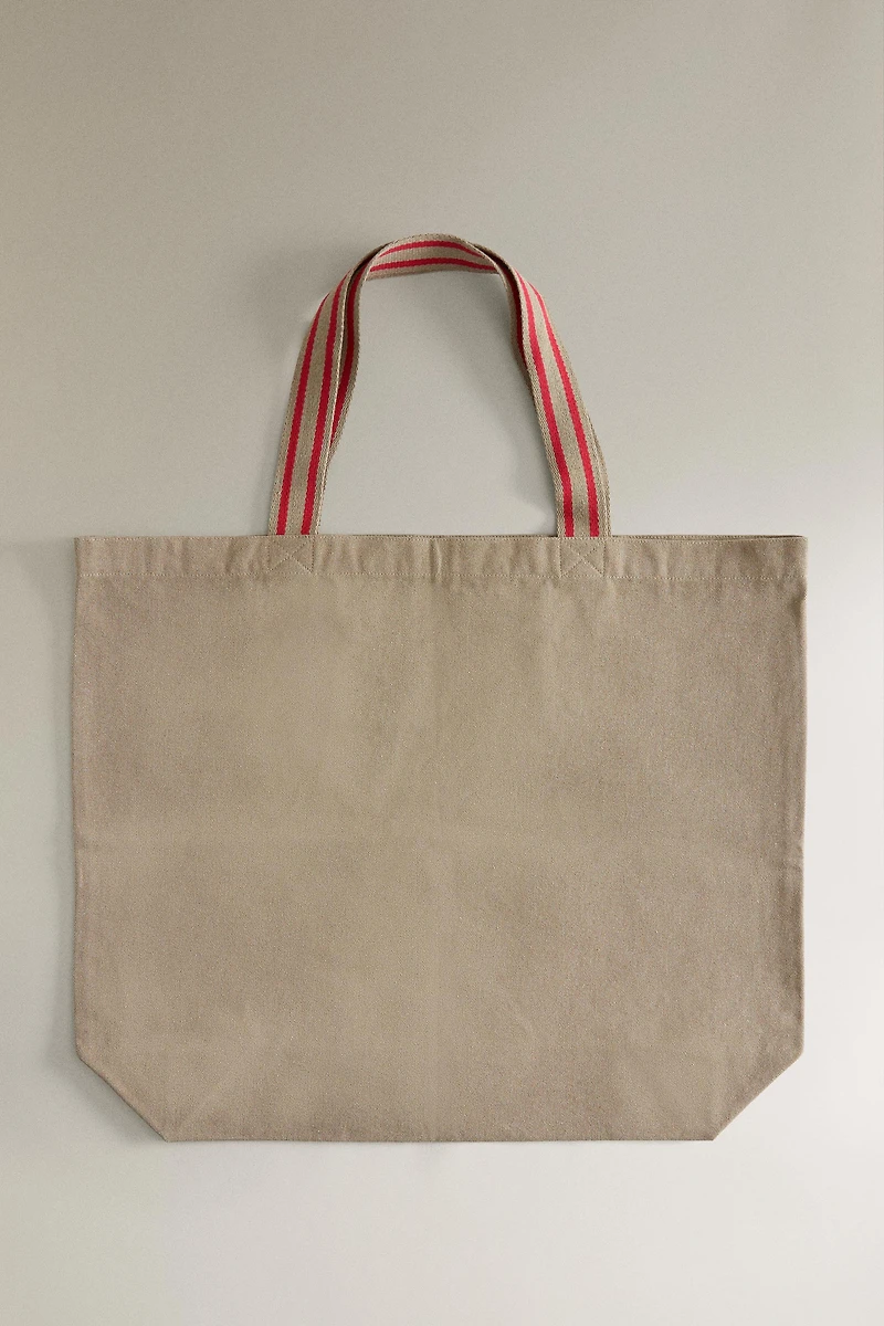 STRIPED FABRIC TOTE BAG