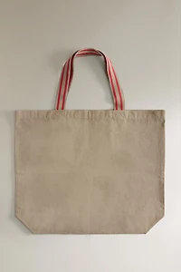 STRIPED FABRIC TOTE BAG