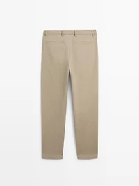 Cotton blend tapered fit trousers
