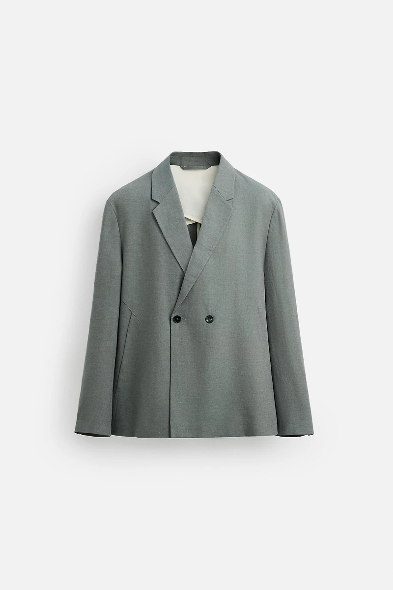 100% LINEN DOUBLE BREASTED SUIT BLAZER