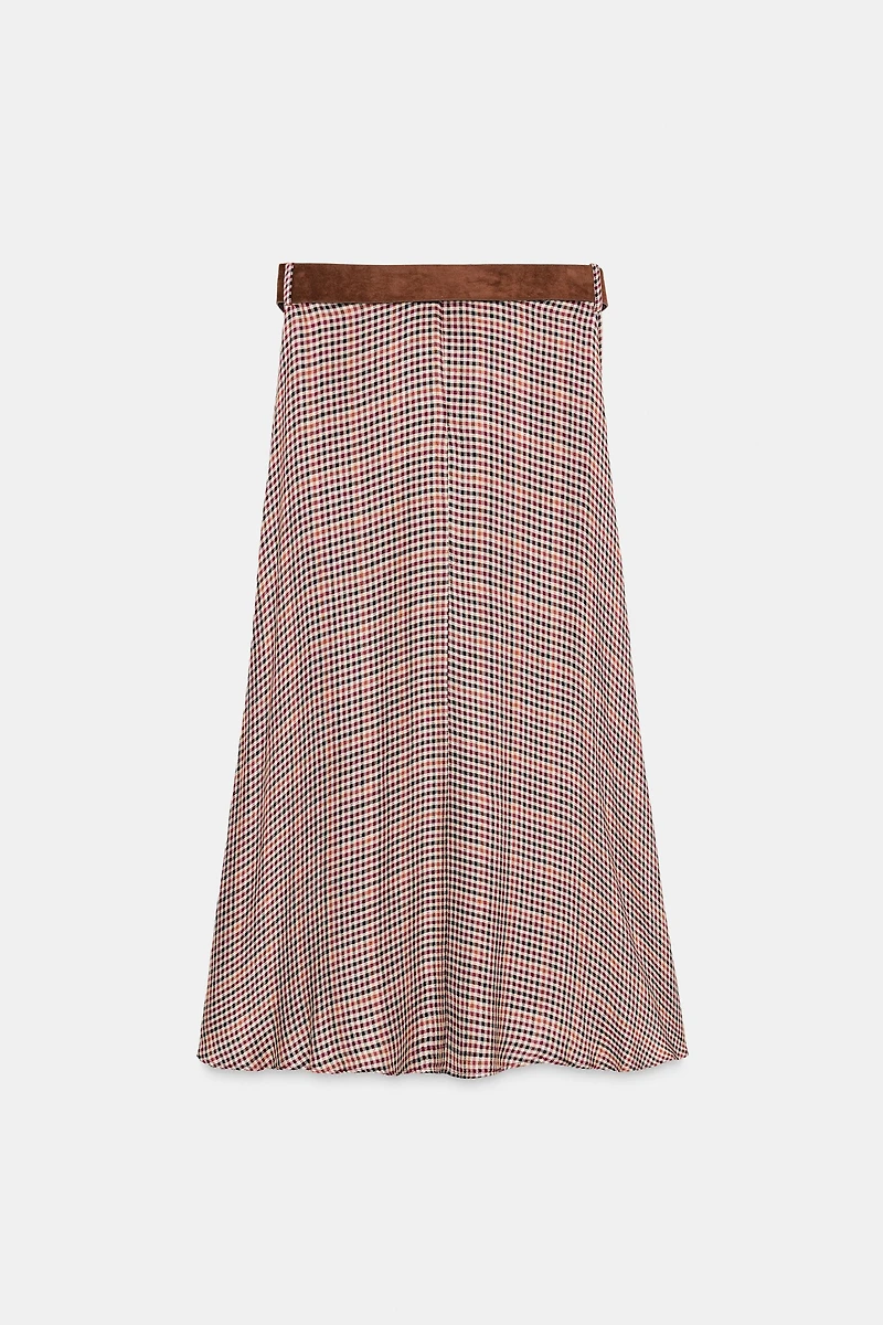 PLAID SKIRT WITH BELT