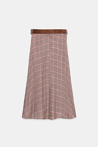PLAID SKIRT WITH BELT