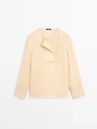 Flowing linen blouse with chest detail