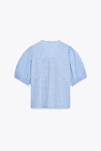 LINEN TIE BLOUSE