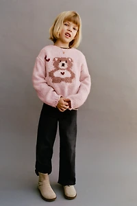 PULL EN MAILLE OURS BRODÉ AVEC LAINE