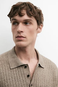 Pull en maille 100 % coton à col polo