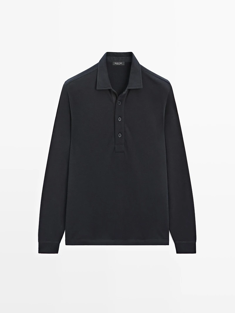 Polo texturé à manches longues