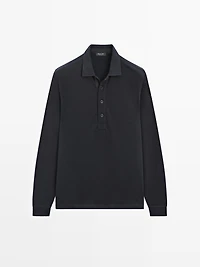 Polo texturé à manches longues