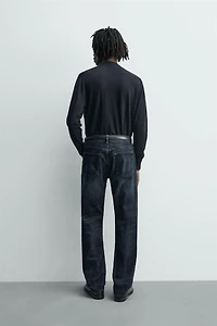 FLOCKED STRAIGHT FIT JEANS