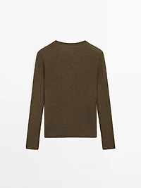 Ribbed knit wool blend sweater