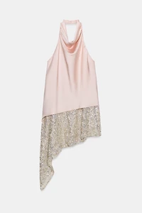 COMBINATION SEQUIN MIDI DRESS