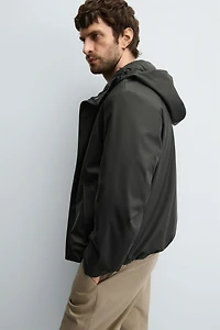 RUBBERIZED EFFECT PARKA WITH HOODIE
