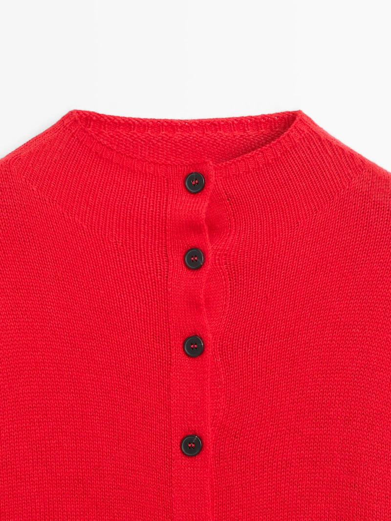 Cardigan à col montant en laine et lin