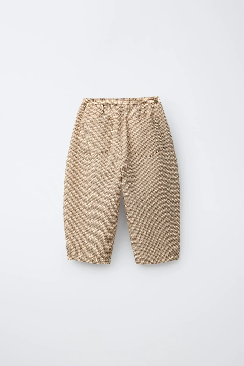 BALLOON SEERSUCKER PLAID PANTS