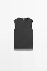 Wool blend double-layer T-shirt