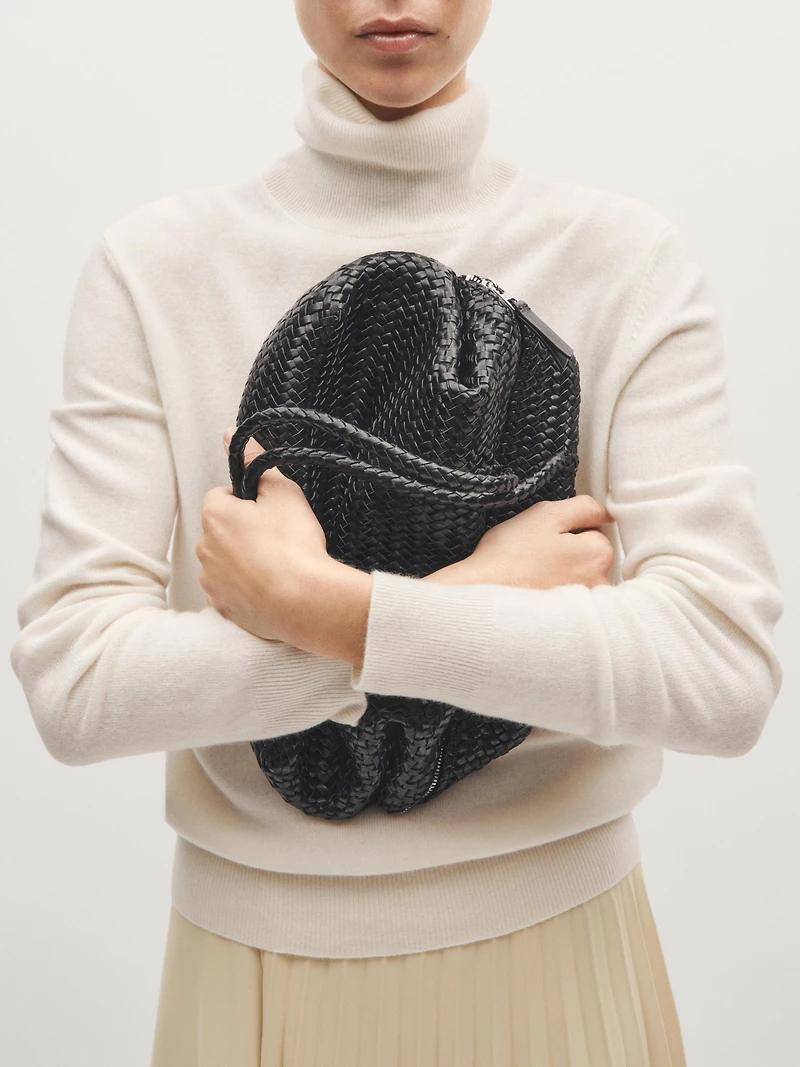 Braided nappa leather satchel bag