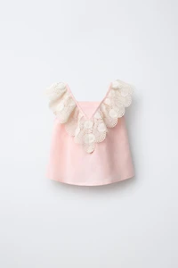 BLOUSE DENTELLE 100% LIN