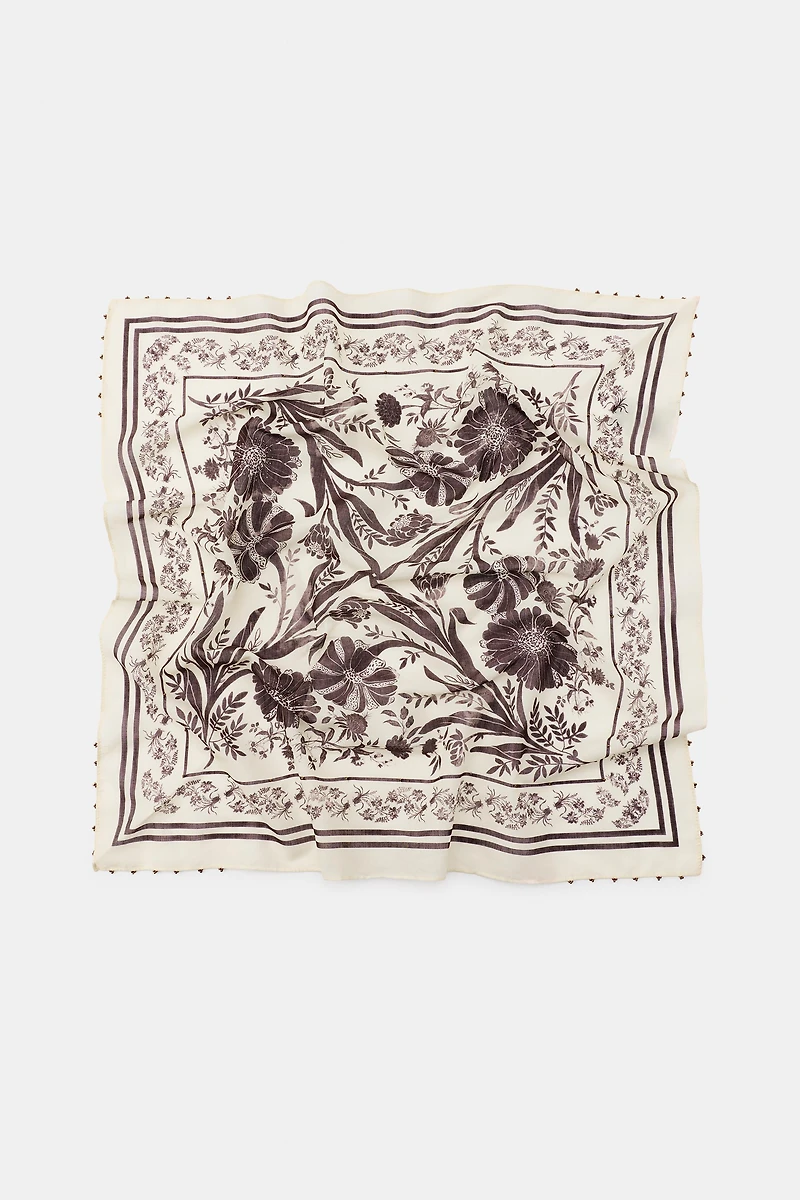 BEADED PAISLEY PRINT SCARF