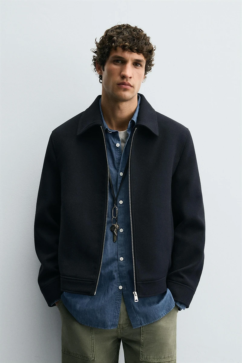 VESTE EN DRAP FERMETURE ÉCLAIR