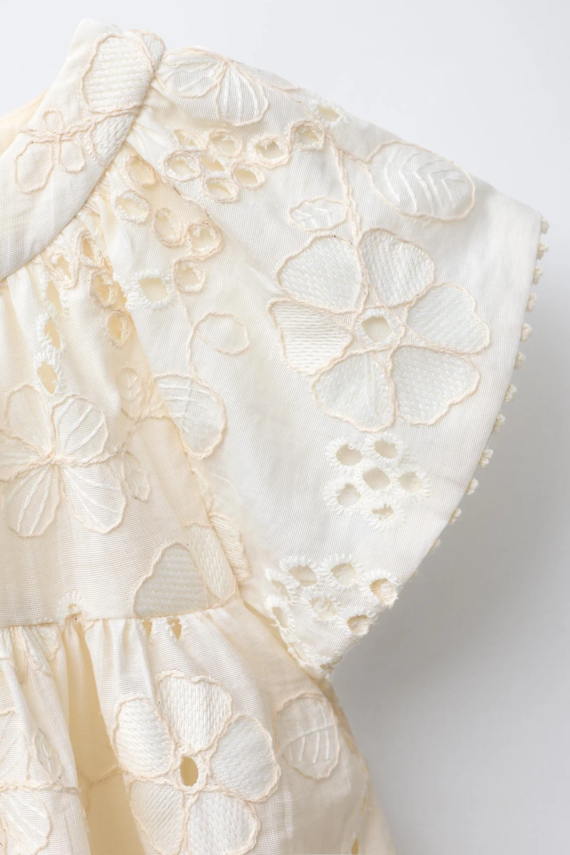 EMBROIDERED FLORAL ORGANZA DRESS