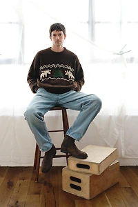 PULL EN MAILLE AVEC LAINE ET RENNES BRODÉS