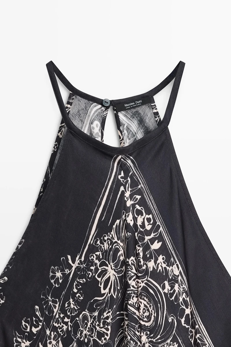 Long flowing paisley halter dress