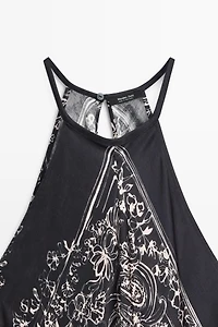 Long flowing paisley halter dress