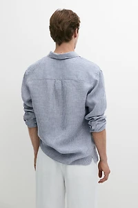 100% linen regular fit gingham shirt