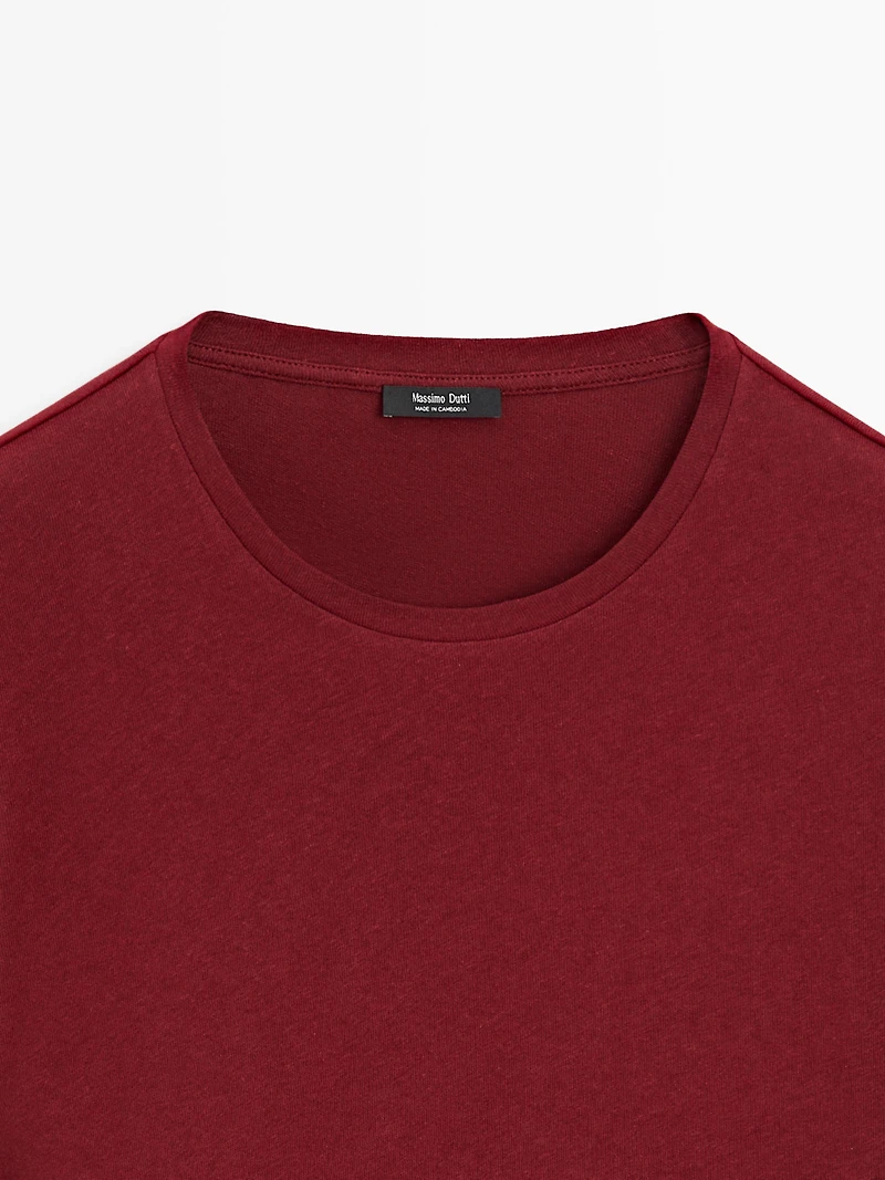 T-shirt manches courtes en lin et coton