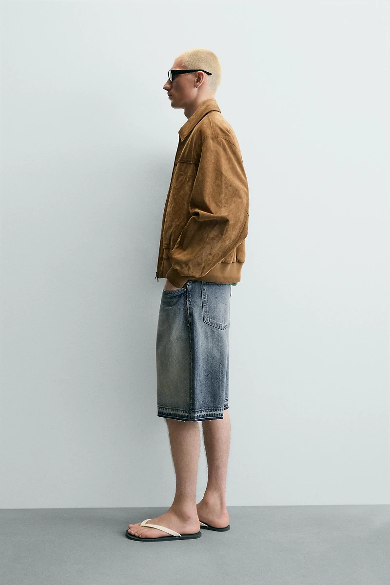 METALLIC STUD BAGGY FIT DENIM SHORTS