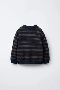 PULL EN MAILLE RAYÉ AVEC OURSON CROCHET