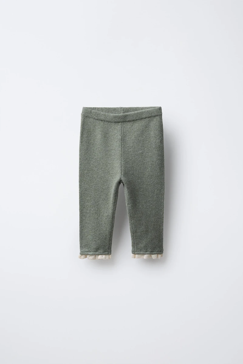 LACE TRIM KNIT LEGGINGS