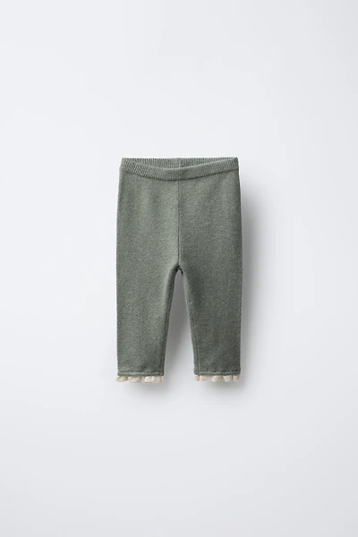 LACE TRIM KNIT LEGGINGS