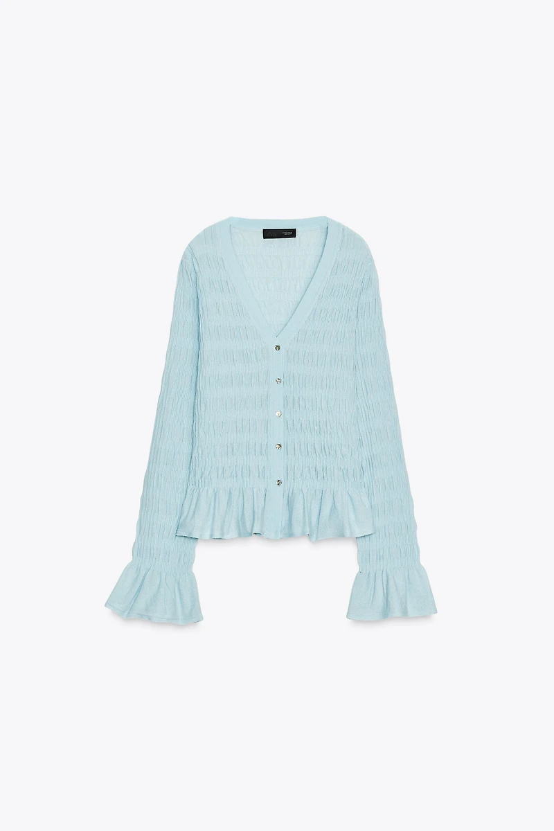 GATHERED KNIT CARDIGAN