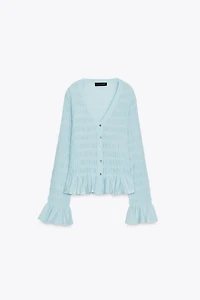 GATHERED KNIT CARDIGAN