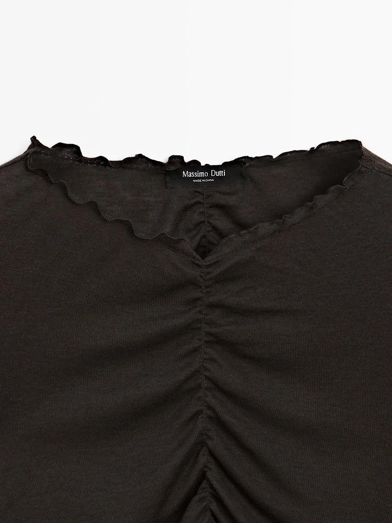 T-shirt manches longues froncé