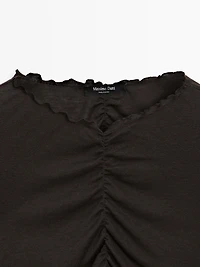 T-shirt manches longues froncé