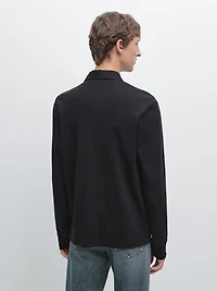 Polo manches longues à col contrastant
