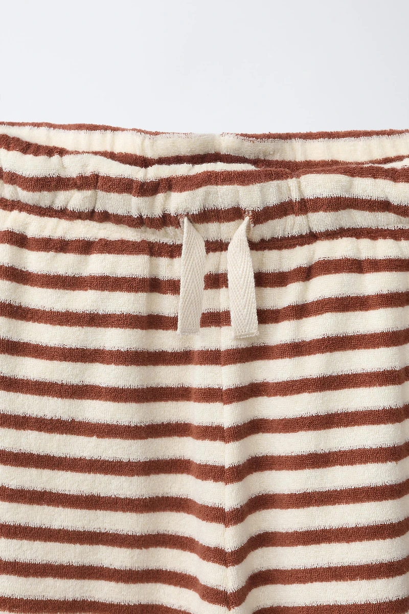 TOWEL EFFECT STRIPED T-SHIRT AND BERMUDA SET