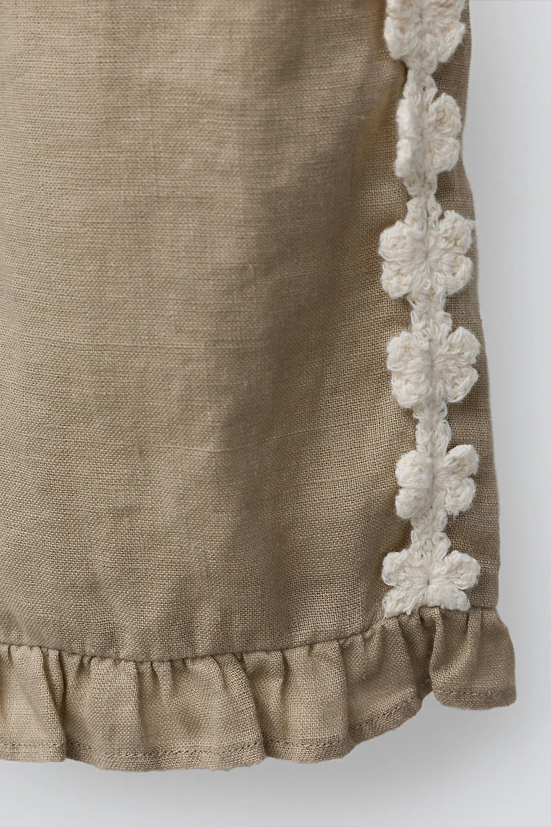 100% LINEN EMBROIDERED FLORAL PANTS