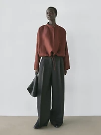 Linen blend bomber jacket