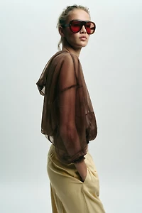 HOODED ORGANZA JACKET
