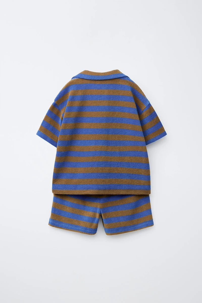 STRIPED TERRYCLOTH POLO AND BERMUDA SET