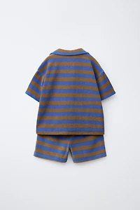 STRIPED TERRYCLOTH POLO AND BERMUDA SET