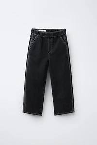 CONTRAST TOPSTITCH BALLOON JEANS