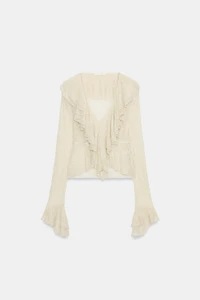 SHINY RUFFLED LACE TOP