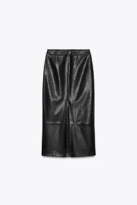 FAUX LEATHER MIDI SKIRT