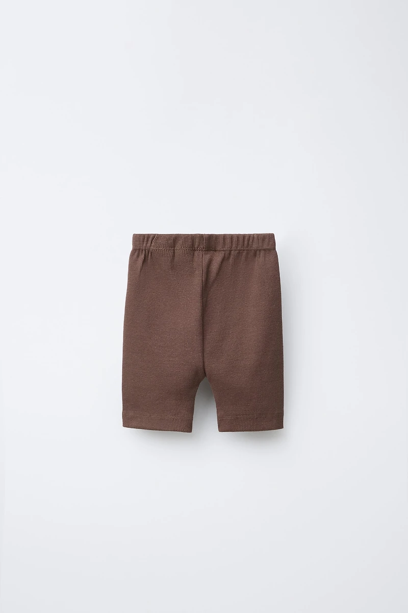 RIB CYCLING SHORTS WITH LABEL