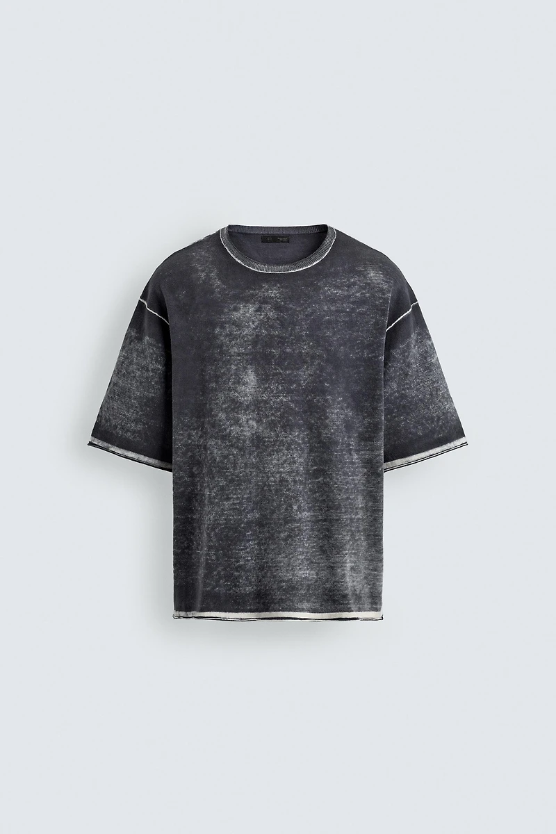 WASHED PRINT KNIT T-SHIRT